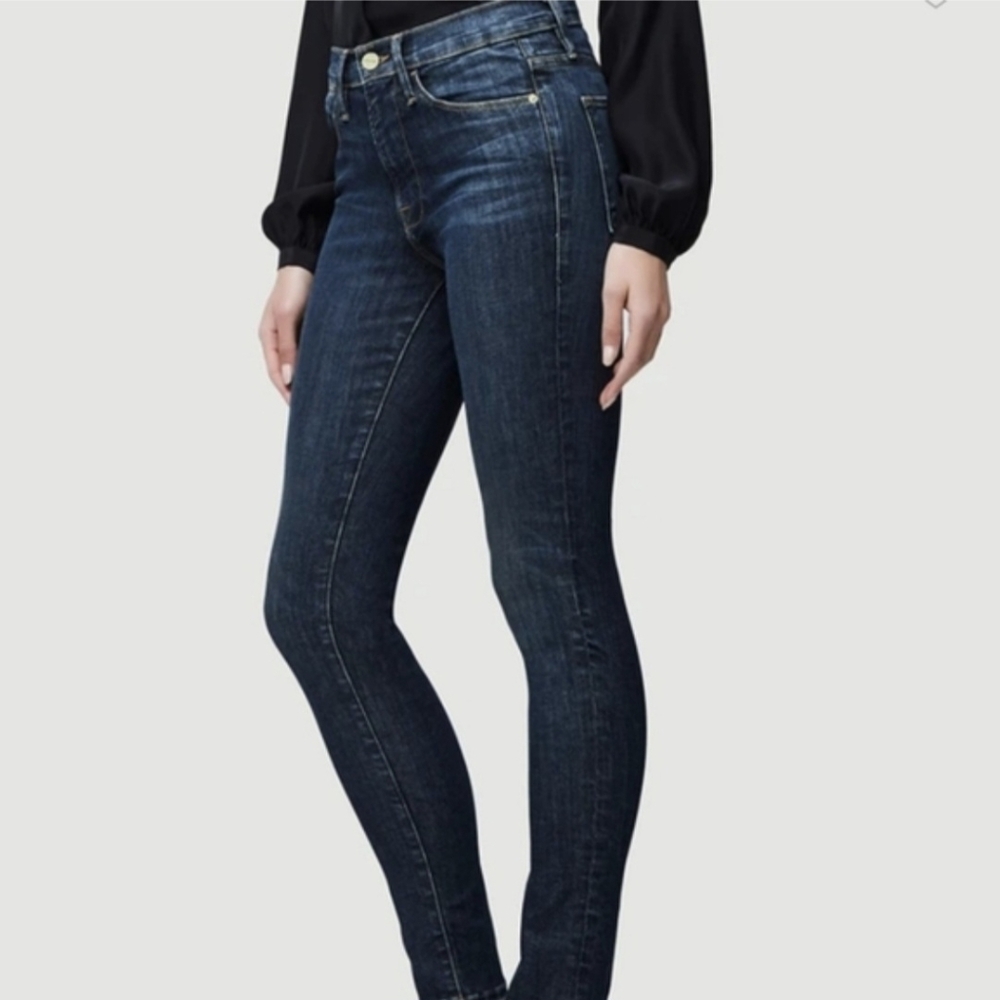 Frame Le High Harvard Dark Wash Skinny Jeans 70s Denim Gift Retro School Travel - Picture 2 of 15